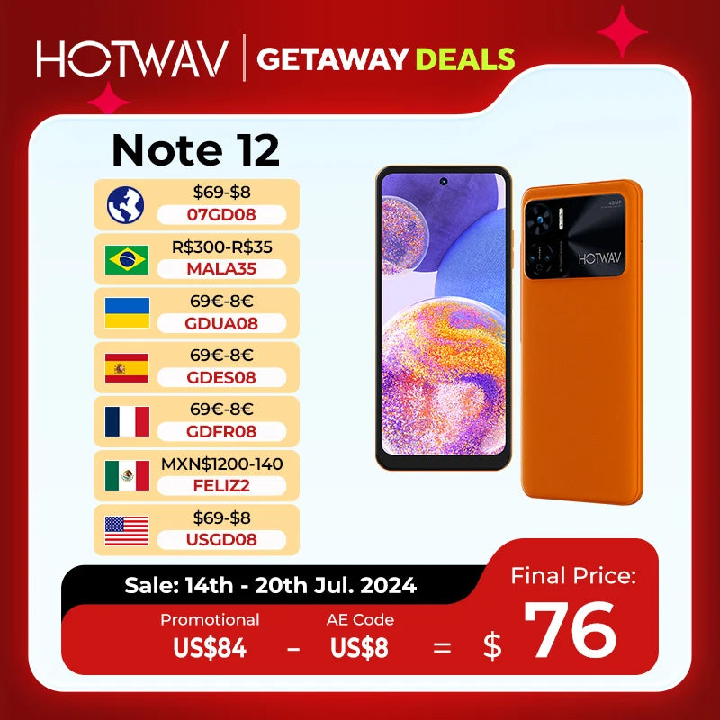 Celular Hotwav Note 12  8GB + 128GB Preto