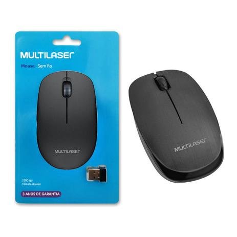 Mouse Sem Fio 2.4 Ghz Recarregavel Litio Multilaser (PRETO)