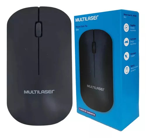 Mouse Sem Fio 2.4 Ghz Recarregavel Litio Multilaser (PRETO)