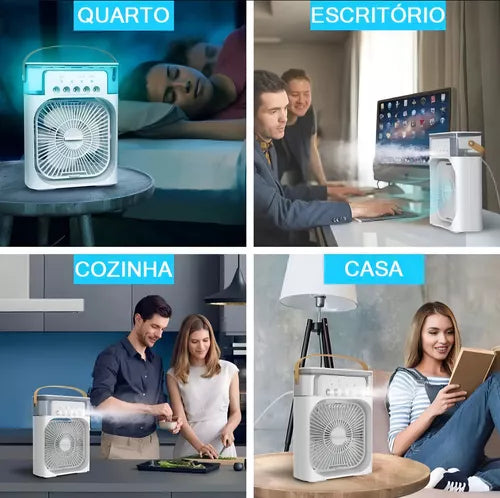 Ventilador Portátil Com Iluminação Umidificador Climatizador