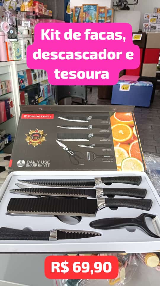 Kit de 6 Facas Churrasco inox cozinha Profissional