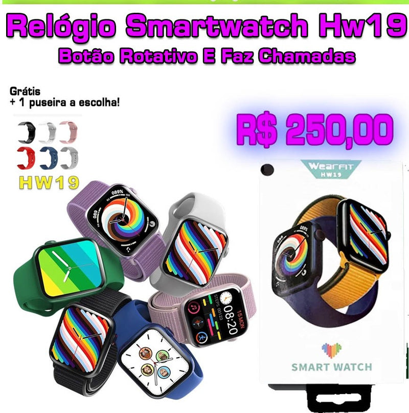 HW19 Relógio Smartwatch Inteligente 44mm Android iOS Bluetooth