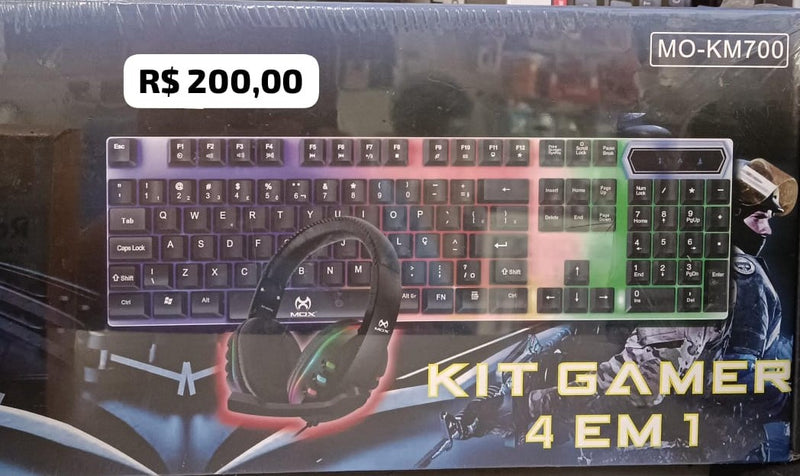 KIT TECLADO GAMER, MOUSE, TECLADO, FONE, MOUSE PAD MODELO- MO-KM700