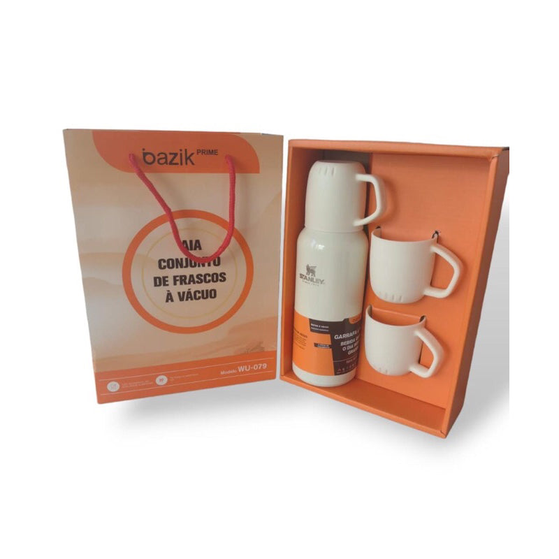 Garrafa Térmica stanley 500ml Com Kit 3 Xícara Café ,Chá