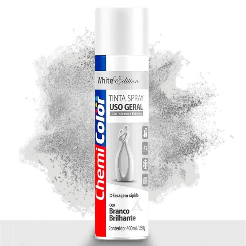 Tinta Spray Uso Geral Cores 400ml (Branco Brilhante)