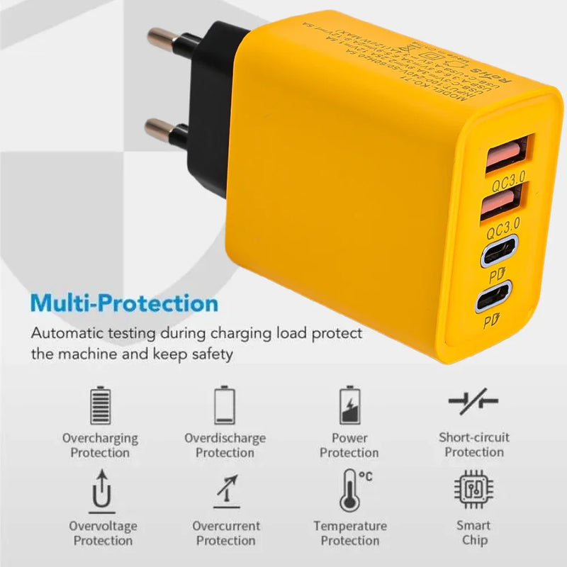 Carregador Rápido USB Tipo C, Adaptador de Carregamento Rápido, iPhone, Samsung, Xiaomi, PD, 3.0, 120W