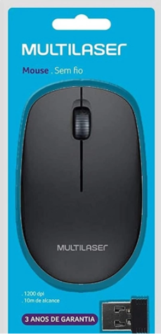 Mouse Sem Fio 2.4 Ghz Recarregavel Litio Multilaser (PRETO)