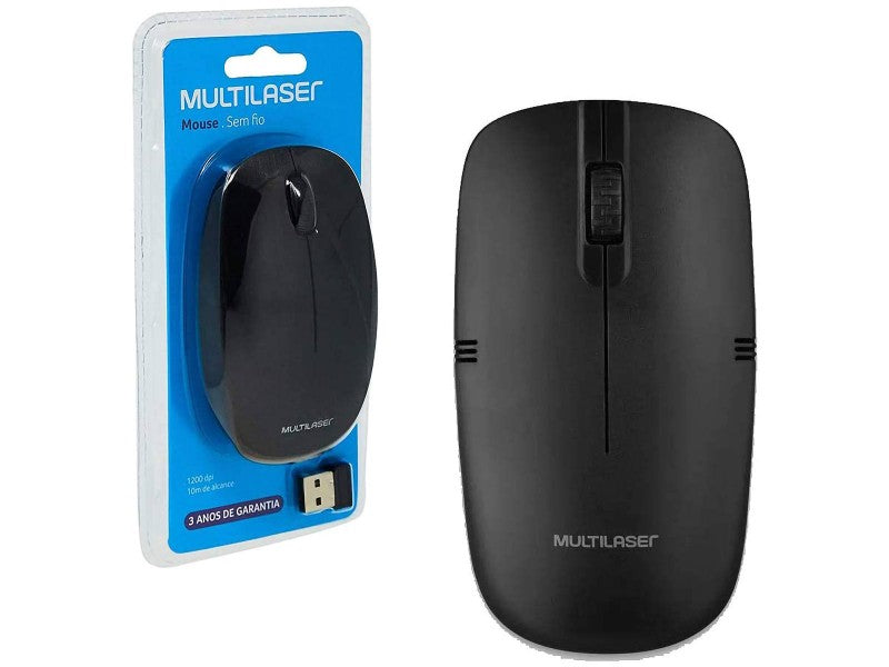 Mouse Sem Fio 2.4 Ghz Recarregavel Litio Multilaser (PRETO)